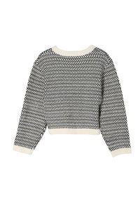 Herringbone Pattern Crew Neck Sweater