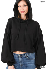 Load image into Gallery viewer, French Terry Drop Shoulder Cropped Hoodie