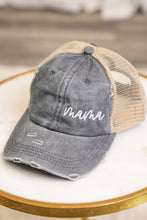 Load image into Gallery viewer, Cursive Mama Embroidered Messy Bun Hat Cap