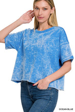 Load image into Gallery viewer, French Terry Acid Wash Raw Edge Crop Top