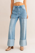 Load image into Gallery viewer, High-Waisted Wide Leg Cuffed Jeans