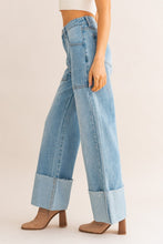 Load image into Gallery viewer, High-Waisted Wide Leg Cuffed Jeans