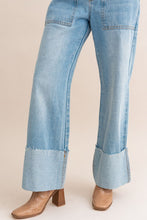 Load image into Gallery viewer, High-Waisted Wide Leg Cuffed Jeans