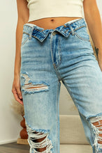 Load image into Gallery viewer, Never Alone Distressed Denim Jeans
