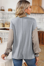 Load image into Gallery viewer, Colorblock Striped Bishop Sleeve Side Slits Top