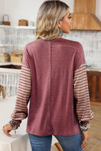 Load image into Gallery viewer, Colorblock Striped Bishop Sleeve Side Slits Top