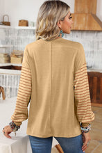 Load image into Gallery viewer, Colorblock Striped Bishop Sleeve Side Slits Top