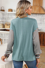 Load image into Gallery viewer, Colorblock Striped Bishop Sleeve Side Slits Top