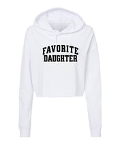 Load image into Gallery viewer, Favorite Daughter Varsity Font Cropped Hoodie