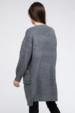 Load image into Gallery viewer, Twist Knitted Open Front Cardigan With Pockets