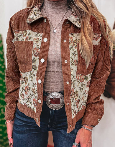 Corduroy Floral Patchwork Vintage Jacket