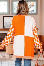 Load image into Gallery viewer, Checkered Bubble Sleeve Cardigan (Orange)