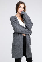 Load image into Gallery viewer, Twist Knitted Open Front Cardigan With Pockets