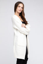 Load image into Gallery viewer, Twist Knitted Open Front Cardigan With Pockets