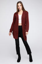 Load image into Gallery viewer, Twist Knitted Open Front Cardigan With Pockets