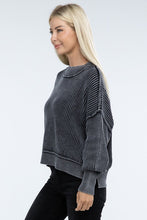 Load image into Gallery viewer, Washed Side Slit Oversized Cropped Sweater