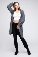 Load image into Gallery viewer, Twist Knitted Open Front Cardigan With Pockets