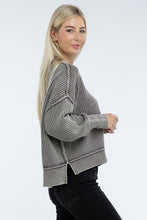 Load image into Gallery viewer, Washed Side Slit Oversized Cropped Sweater