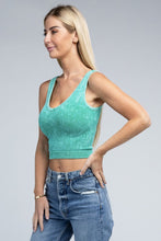 Load image into Gallery viewer, 2-Way Neckline Washed Ribbed Cropped Tank Top