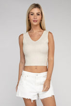 Load image into Gallery viewer, Ribbed Scoop Neck Cropped Sleeveless Top