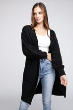 Load image into Gallery viewer, Twist Knitted Open Front Cardigan With Pockets