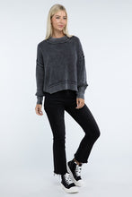 Load image into Gallery viewer, Washed Side Slit Oversized Cropped Sweater