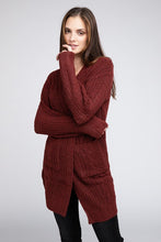 Load image into Gallery viewer, Twist Knitted Open Front Cardigan With Pockets