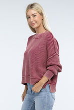 Load image into Gallery viewer, Washed Side Slit Oversized Cropped Sweater