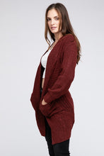 Load image into Gallery viewer, Twist Knitted Open Front Cardigan With Pockets