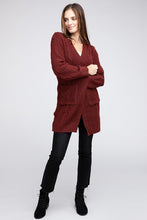 Load image into Gallery viewer, Twist Knitted Open Front Cardigan With Pockets