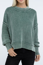 Load image into Gallery viewer, Washed Side Slit Oversized Cropped Sweater