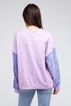 Load image into Gallery viewer, Velvet Sequin Sleeve Mineral Washed Top