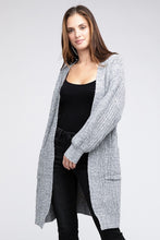 Load image into Gallery viewer, Twist Knitted Open Front Cardigan With Pockets