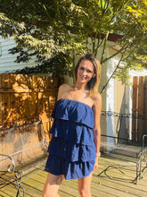 Load image into Gallery viewer, Navy Ruffle Romper