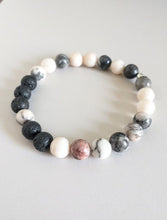 Load image into Gallery viewer, Lava Stone With Pink Jasper Gemstone Bracelet